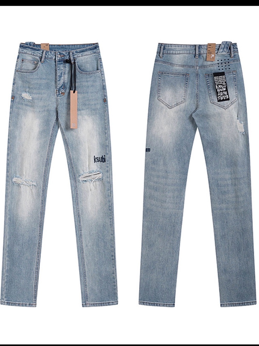 Ksubi Light Blue Slim Distressed Skinny Jeans